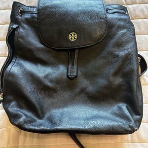 Tory Burch Black Leather Backpack Sleek Structured Design